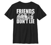 Stranger Things Cast Friends Don't Lie-Maglietta a Maniche Corte T-Shirt, Nero, Taglia Unica Unisex-Bambini e Ragazzi
