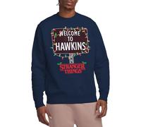 Stranger Things Christmas Welcome To Hawkins Felpa Unisex, Blu Navy, M