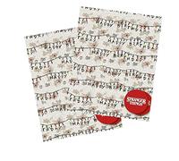 Stranger Things - Confezione da 2 fogli di carta da regalo, 4 fogli di carta da imballaggio Stranger Things, 4 etichette