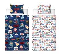 Set copripiumino singolo ufficiale Stranger Things, design gorgone, reversibile, facile da pulire, set copripiumino su 2 lati con federa abbinata, stampa multicolore con logo Hellfire Club, Hawkins