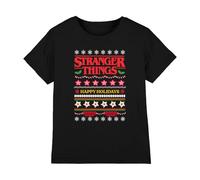 Stranger Things Demogorgon Ugly Christmas Jumper Kids T Shirt, Black, 7-8