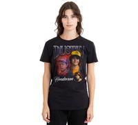 Stranger Things Dustin Homage Ladies T Shirt, Black, Large