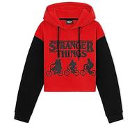 Stranger Things Felpa Bambina - Felpa con Cappuccio 9-16 Anni Felpa Corta per Ragazze in Cotone Official Merchandise Idee Regalo Ragazza (Rosso/Nero, 14-15 Anni)