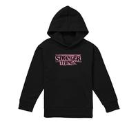 Stranger Things Felpa con Cappuccio Unisex per Bambini, con Logo Stranger Things Punk Rosa, per Ragazzo/Ragazza, con Cappuccio, Nera