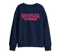 Stranger Things Felpa per Bambini con Logo Sunset, Blu Navy, 7-8