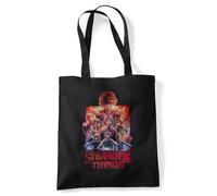 Stranger Things Group Poster Borsa Riutilizzabile Per La Spesa Da Viaggio, Nera