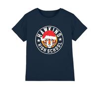 Stranger Things Hawkins Christmas Badge Kids T Shirt, Navy, 7-8