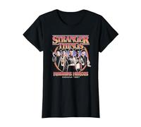 Stranger Things Hawkins Heroes Group 1987 Maglietta, Donna, Nero, XL