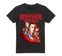 Stranger Things Hawkins Heroes Poster T-Shirt, Nero, S Unisex-Adulto
