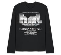 Stranger Things Hawkins Lab Logo Unisex Long Sleeve T Shirt, Black, X-Large