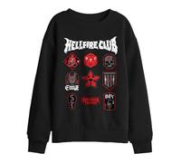 Stranger Things Hellfire Badges Felpa Bambini, Nero, 9-11 A