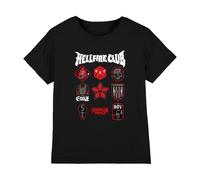 Stranger Things Hellfire Badges Kids T Shirt, Black, 12-13