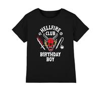 Stranger Things Hellfire Birthday Boy Inverted T-Shirt Bambini, Nero, 7-8 A