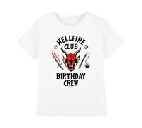 Stranger Things Hellfire Birthday Crew T-Shirt Bambini, Bianco, 12-13 A