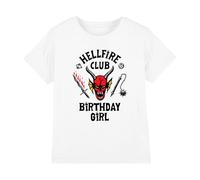 Stranger Things Hellfire Birthday Girl T-Shirt Bambini, Bianco, 7-8 A