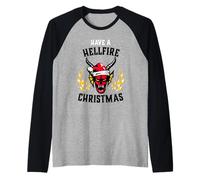 Stranger Things Hellfire Christmas Maglia con Maniche Raglan