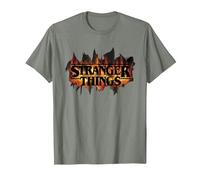 Stranger Things Hellfire Club Logo Maglietta, Uomo, Verde Militare mélange, L