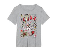 Stranger Things Hellfire Club Maglietta, Donna Plus-Size, Grigio Melange, 3X