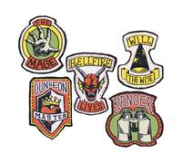 Stranger Things Hellfire Club, set di 5 toppe termoadesive in tessuto, con licenza ufficiale, da collezione, con Will the Wise & Dungeon Master