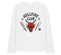 Stranger Things Hellfire Club Unisex Long Sleeve T Shirt, White, Large