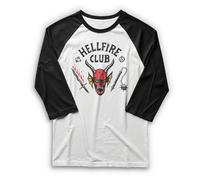 Stranger Things Hellfire Cut Young - Maglietta a Maniche Corte da Uomo, Bianco/Nero, M