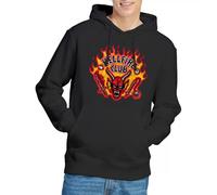 Stranger Things Hellfire Flames Felpa con Cappuccio Unisex, Nero, L