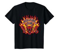 Stranger Things Hellfire Flames Maglietta, Bambini, Nero, 4 Anni