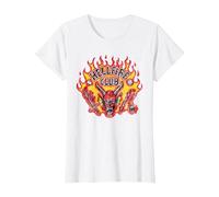 Stranger Things Hellfire Flames Maglietta, Donna, Bianco, S