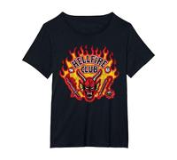 Stranger Things Hellfire Flames Maglietta, Donna Plus-Size, Nero, 6X