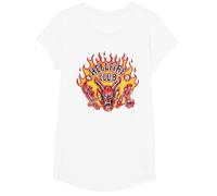 Stranger Things Hellfire Flames Maglietta, Ragazze, Bianco, M