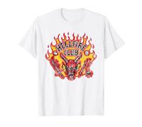Stranger Things Hellfire Flames Maglietta, Uomo, Bianco, XXL