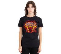 Stranger Things Hellfire Flames T-Shirt Donna, Nero, L
