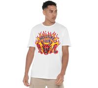 Stranger Things Hellfire Flames Unisex T Shirt, White, XX-Large