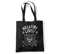 Stranger Things Hellfire Graduation Inverted Borsa Tote Riutilizzabile per Spesa e Viaggi, Nero