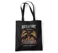 Stranger Things Hellfire Hawkins Borsa Riutilizzabile Per La Spesa Da Viaggio, Nera