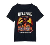 Stranger Things Hellfire Hawkins High Club Maglietta, Donna Plus-Size, Nero, 3X
