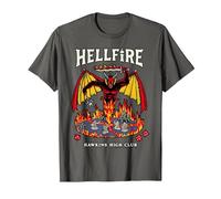 Stranger Things Hellfire Hawkins High Club Maglietta, Uomo, Asfalto, S