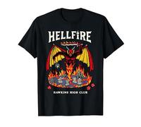 Stranger Things Hellfire Hawkins High Club Maglietta, Uomo, Nero, S