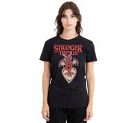 Stranger Things Hellfire Heart Ladies T Shirt, Black, Large