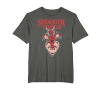 Stranger Things Hellfire Heart Maglietta, Uomo Taglie Grandi, Asfalto, 4X Tall