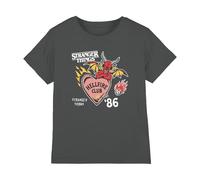 Stranger Things Hellfire Hearts Kids T Shirt, Charcoal