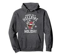 Stranger Things Hellfire Holiday Ufficialmente Autorizzato Felpa con Cappuccio, Unisex per Adulti, Grigio Scuro, M