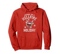 Stranger Things Hellfire Holiday Ufficialmente Autorizzato Felpa con Cappuccio, Unisex per Adulti, Rosso, M