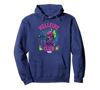 Stranger Things Hellfire Neon Dice Felpa con Cappuccio, Unisex per Adulti, Navy, XXL