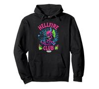 Stranger Things Hellfire Neon Dice Felpa con Cappuccio, Unisex per Adulti, Nero, S