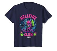 Stranger Things Hellfire Neon Dice Maglietta, Bambini, Navy, 12 Anni