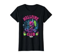 Stranger Things Hellfire Neon Dice Maglietta, Donna, Nero, S