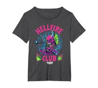 Stranger Things Hellfire Neon Dice Maglietta, Donna Plus-Size, Grigio Scuro, 3X