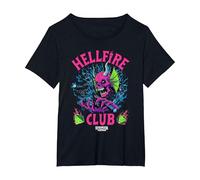 Stranger Things Hellfire Neon Dice Maglietta, Donna Plus-Size, Nero, 4X