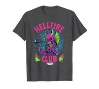 Stranger Things Hellfire Neon Dice Maglietta, Uomo, Grigio Scuro, M